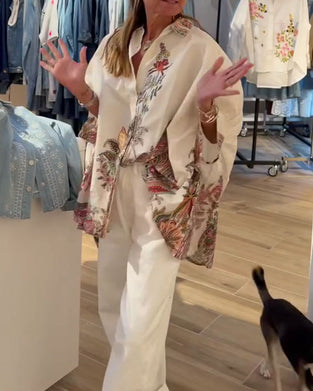 Hemd mit lockerer Passform im Ethno-Stil mit Druck