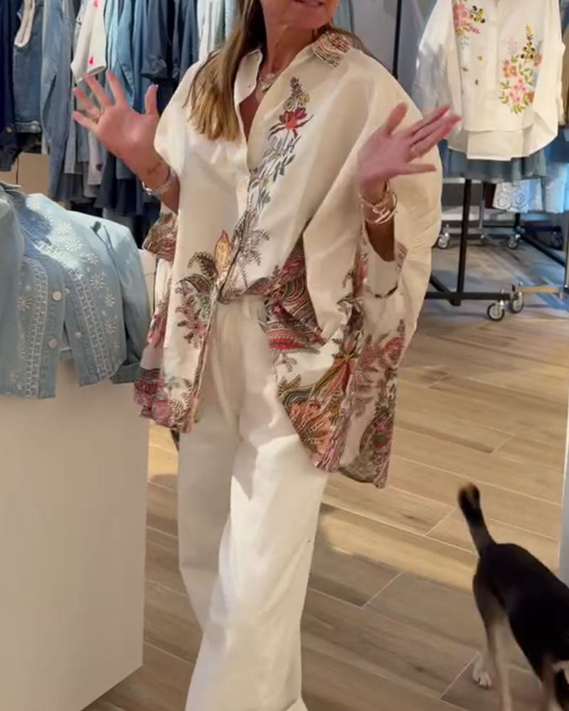 Hemd mit lockerer Passform im Ethno-Stil mit Druck