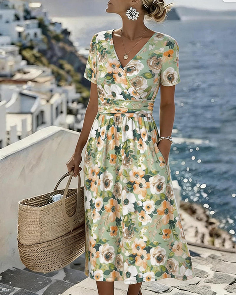 Kleid Blumenprint Kurzarm