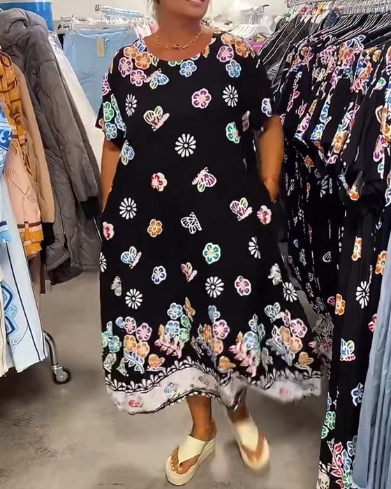 Kleid Oversize Bedruckt Locker