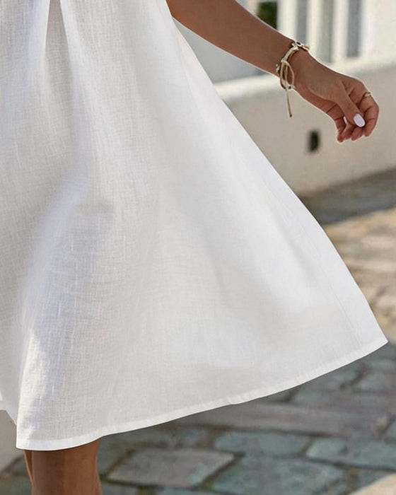 Kleid Revers Kurzarm Gerade