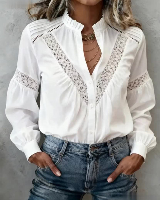 Hemd Pilz Saum Kragen Spitze Patchwork