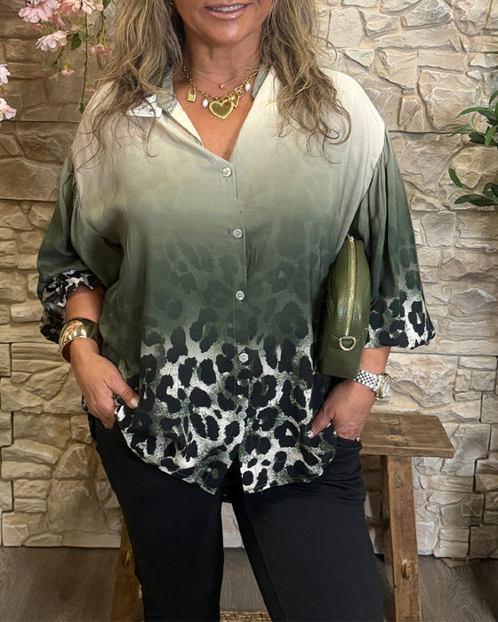 Bluse Gradient Leopardenmuster Langarm