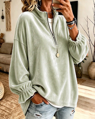 Sweatshirt Stehkragen Reißverschluss