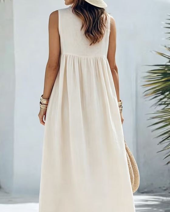 Kleid Rundhals Einfarbig