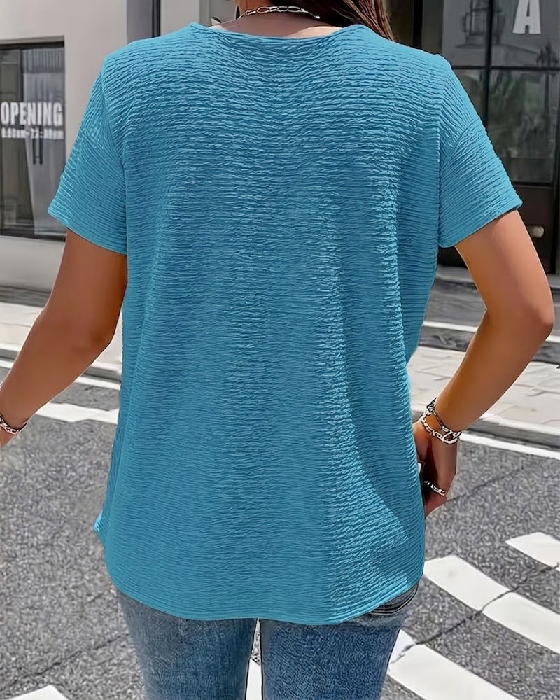 T-Shirt Peter Pan Kragen Drei Knöpfe