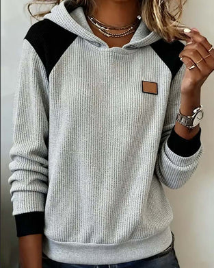 Kapuzenpullover Farbblock Casual Damen