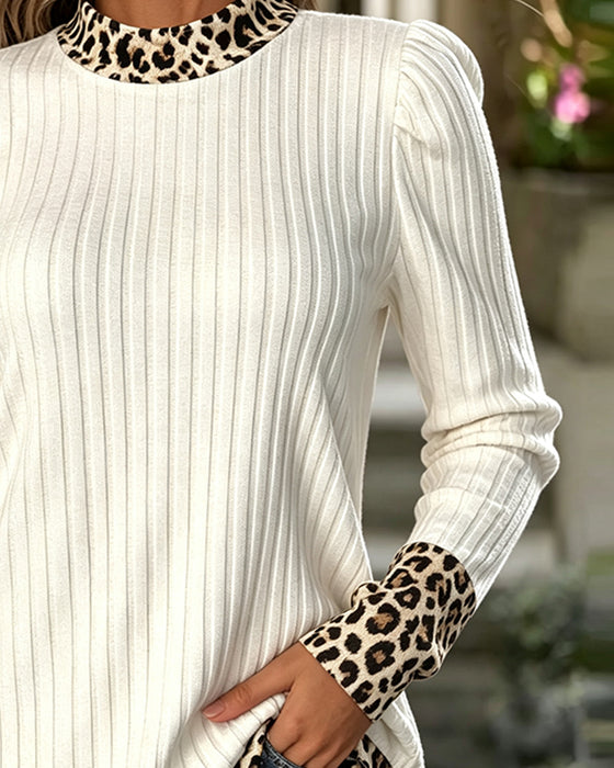Oberteil Mini-Rollkragen Leopard Lässig