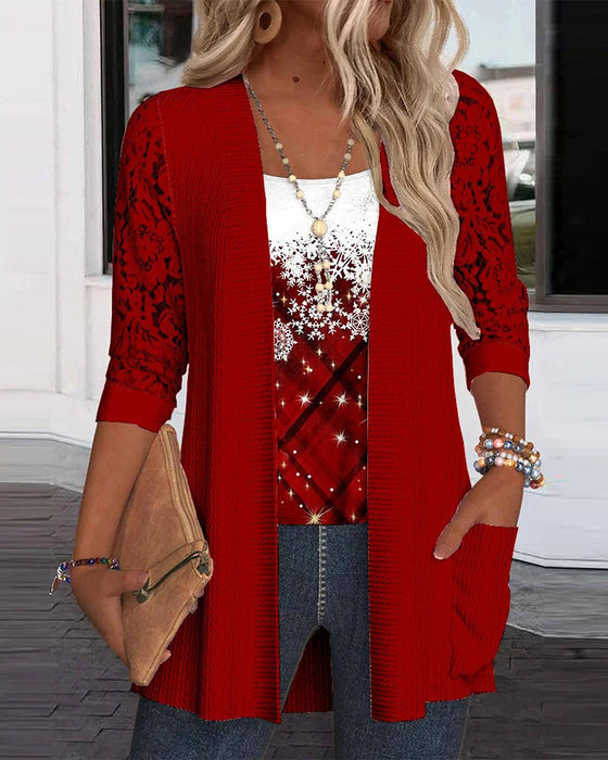 gestricktes Top mit Druck im Fake-Zweiteiler-Design