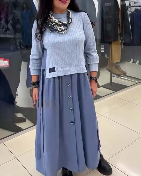 Kleid Casual Colorblocking Rundhalsausschnitt