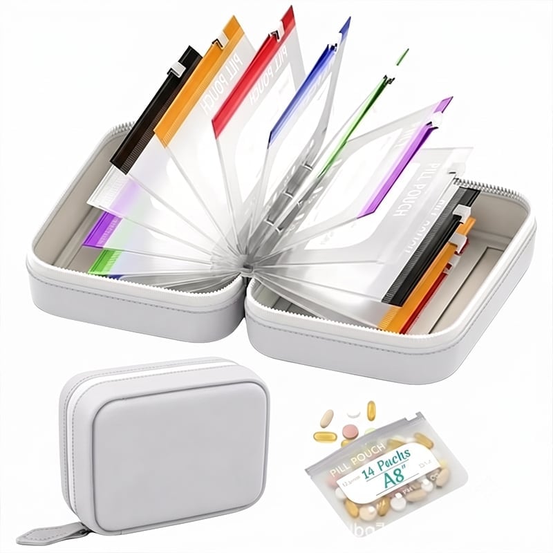 Premium wasserdichtes PU-Reise-Pillenbox-Set
