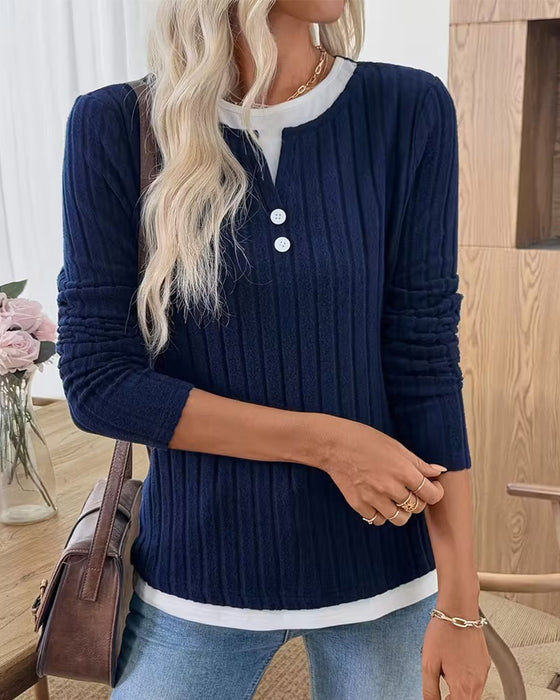 Top Fake zweiteilig gerippt gebürstet