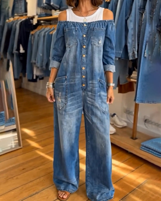 Jumpsuit Langarm Farbblock