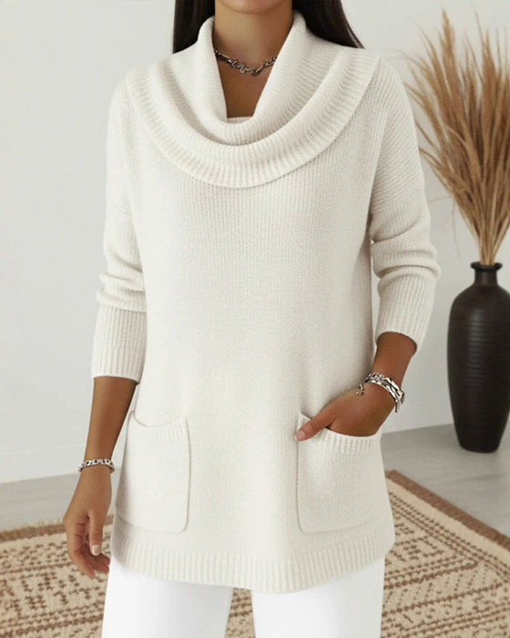 Pullover Kragen Schal Langes Ärmel