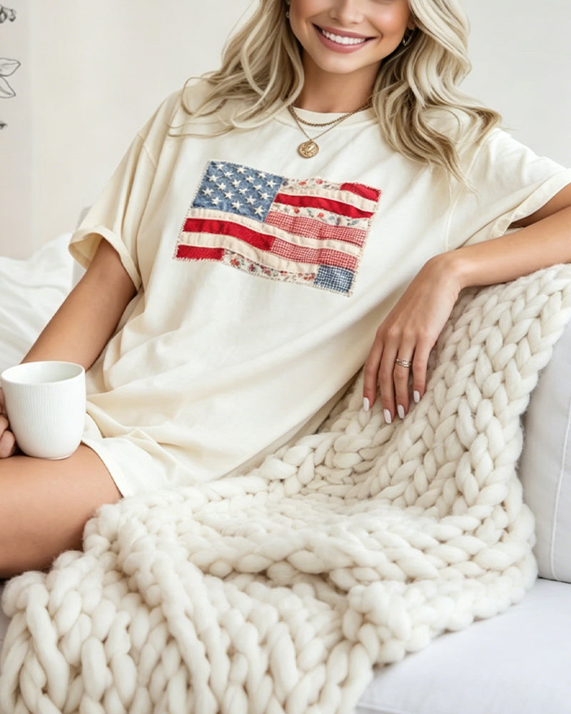 T-Shirt Vierter Juli Amerikanische Flagge