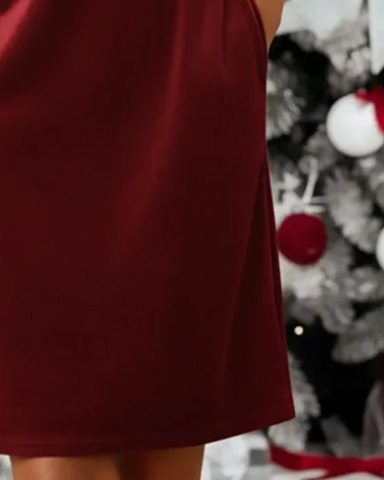 Modisches weites Kleid mit Rundhalsausschnitt