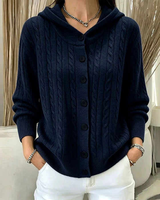 Cardigan Mit Kapuze Offen Vorne Gestrickt