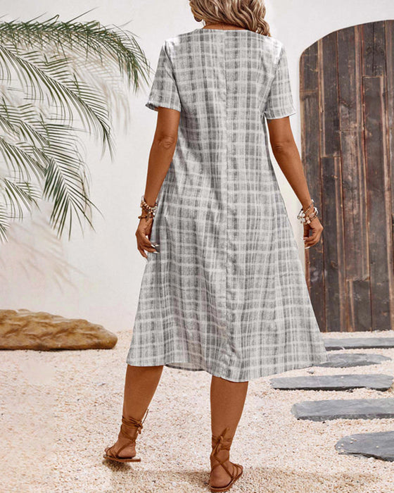 Kleid Kurzarm Kariert Lässig