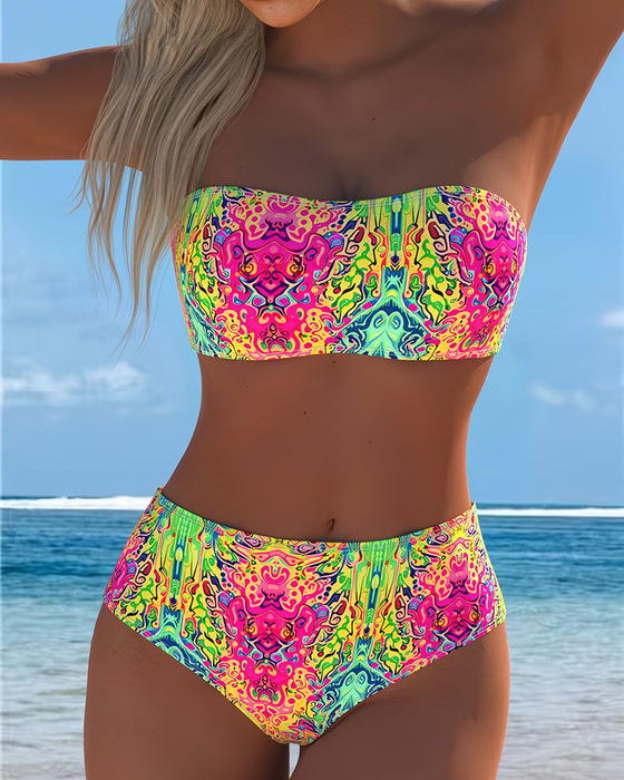 Bikini Trägerlos Farbe Druck