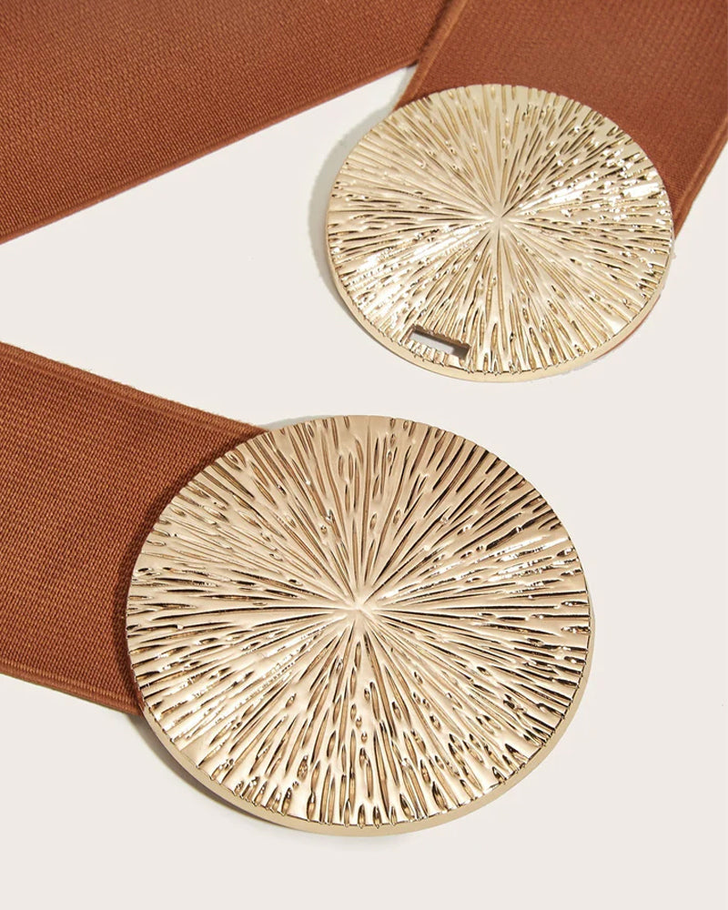 Damen Vintage elastischer Gürtel mit goldener Schnalle