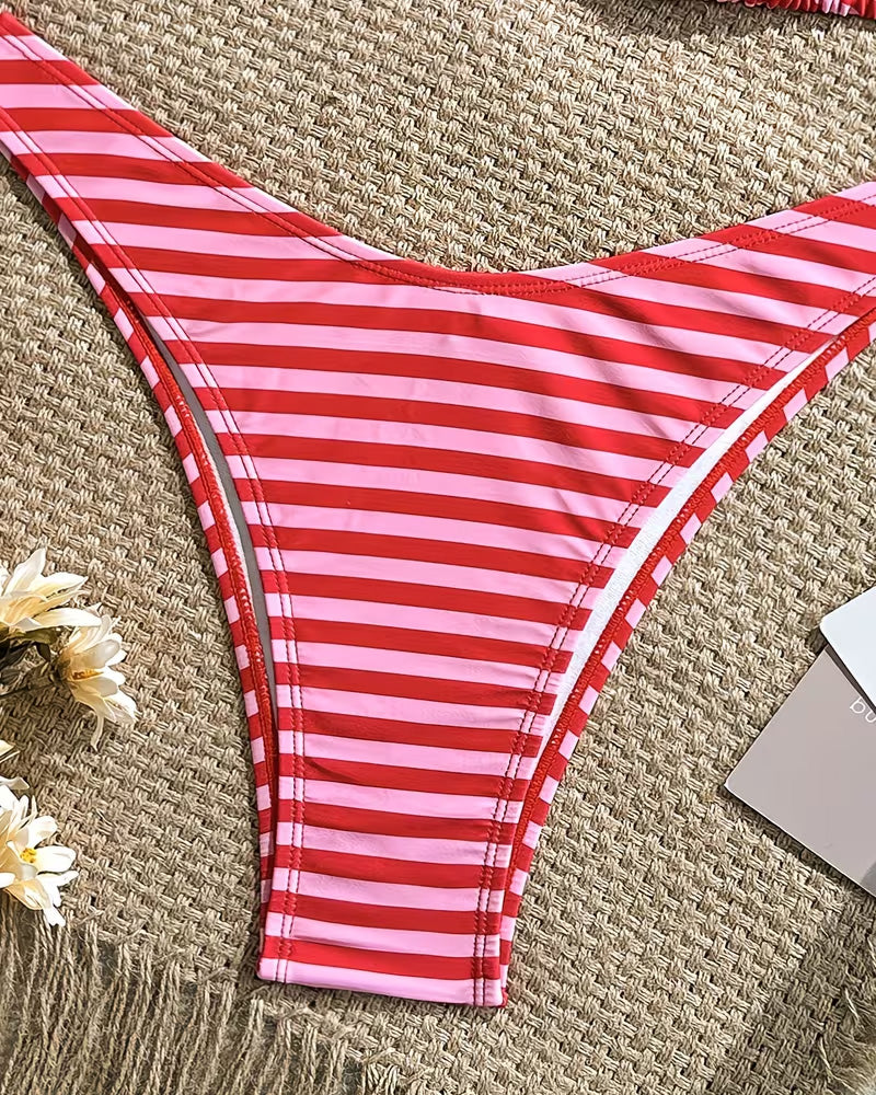 Bikini Horizontal Gestreift Halter