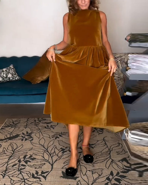 Kleid Ärmellos Elegant Samt