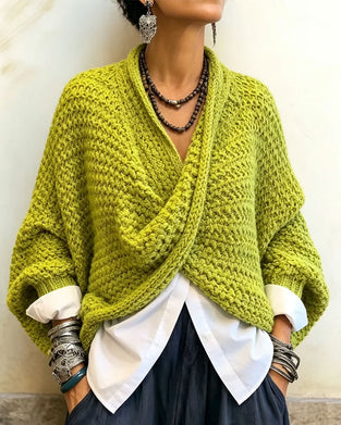 Pullover Grob V-Ausschnitt Twist Unregelmäßig Gestrickt