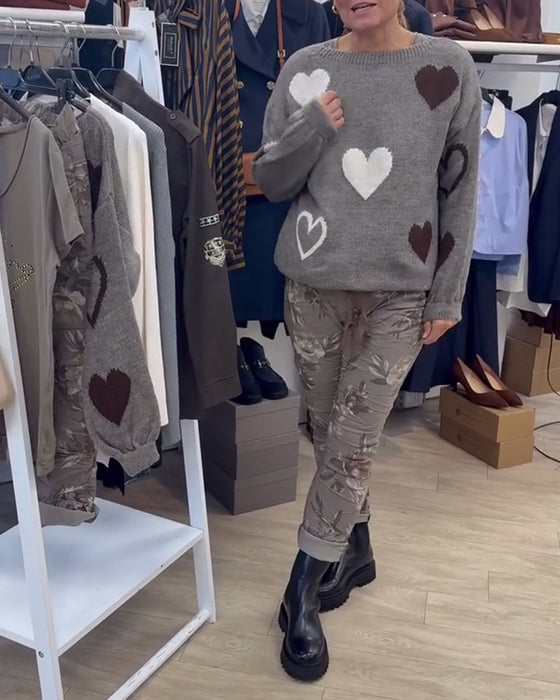 Pullover Casual Herzprint