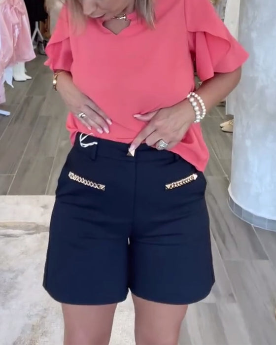 Shorts Mit Kettenverzierung Lässig