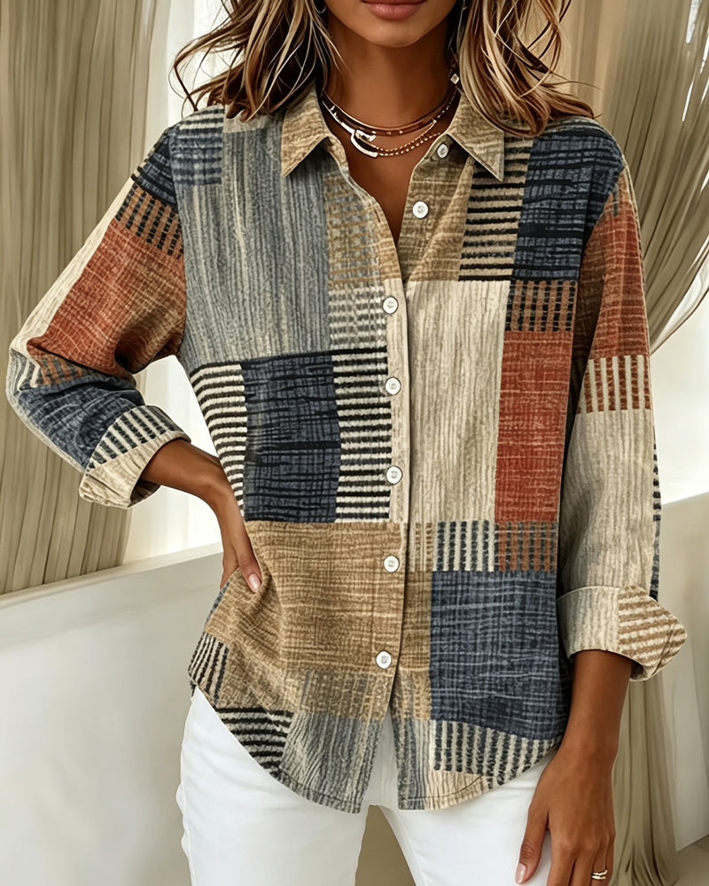 Hemd Vintage Gewaschen Print Revers