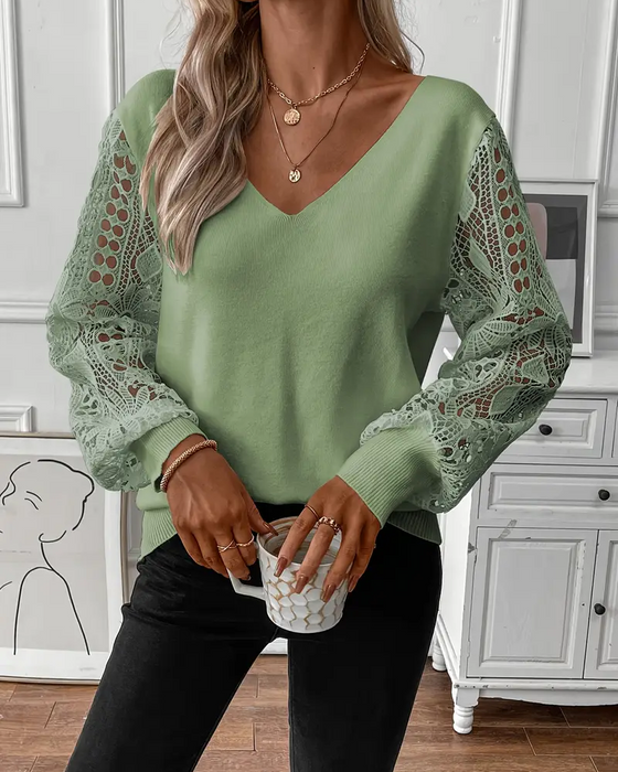 Pullover V-Ausschnitt modisch hohl/ajouriert