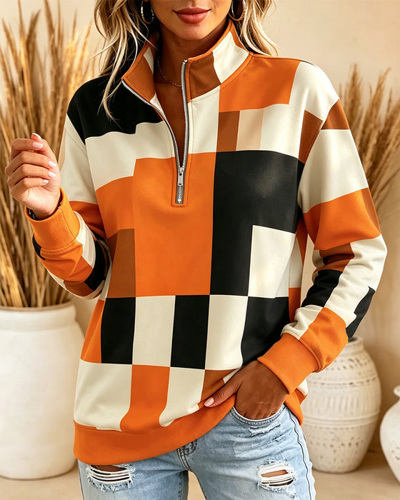 Sweatshirt Langarm Stehkragen
