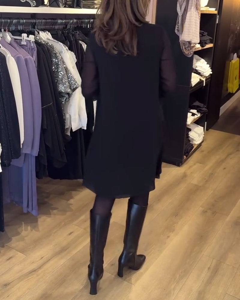 Einfarbiges, modisches, langärmeliges kleid