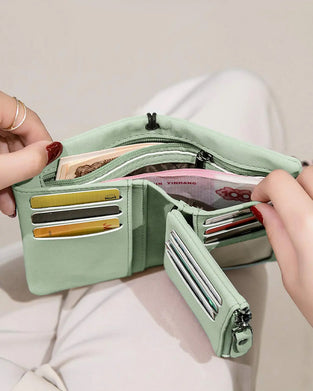 Damen Elegante Minimalistische Kurze Geldbörse Mit Handgelenkschlaufe, Lässige Vielseitige Reißverschluss Kartenhalter Geldbörse, Trendige Geldbörse Für Den Täglichen Gebrauch