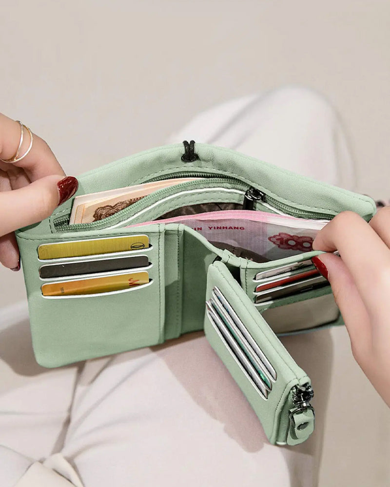 Damen Elegante Minimalistische Kurze Geldbörse Mit Handgelenkschlaufe, Lässige Vielseitige Reißverschluss Kartenhalter Geldbörse, Trendige Geldbörse Für Den Täglichen Gebrauch
