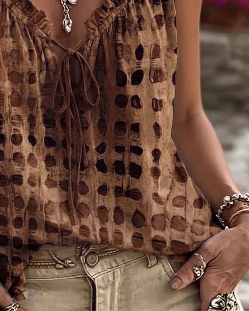 Tank Tops Polka Dot Print Rüsche