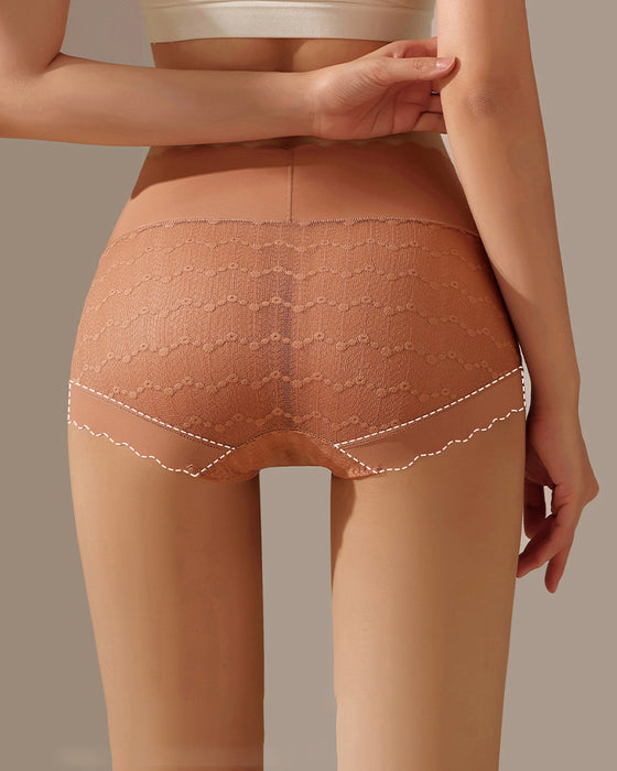 Atmungsfreie Nahtlose High-Waist Spitzen Slip