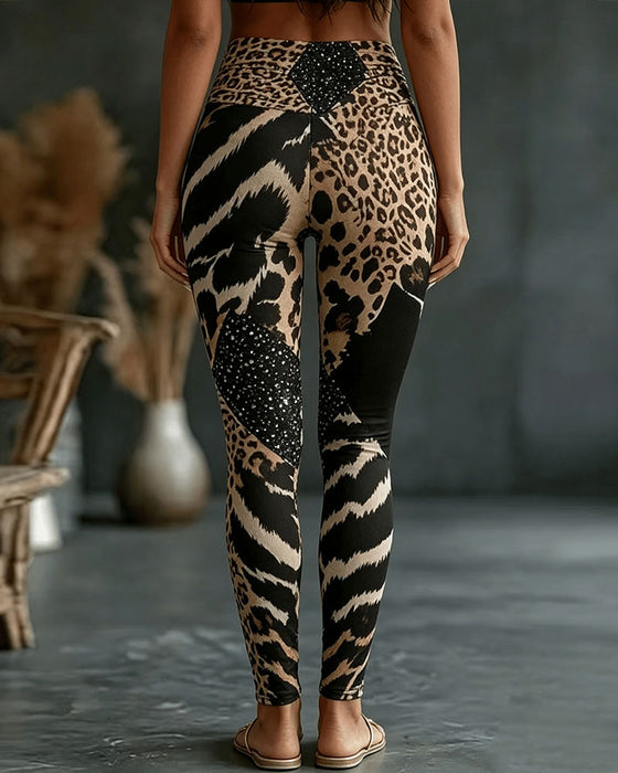 Hose Hohe Taille Leopardenmuster Yoga