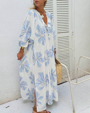 Kleid Blumig V-Ausschnitt Locker