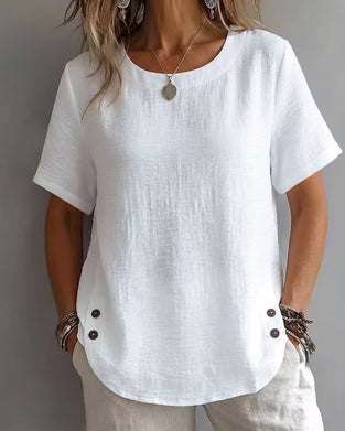 T-Shirt Rundhalsausschnitt Einfarbig Einfach 100% Baumwolle