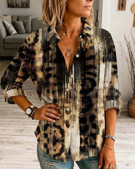 Hemd Stilvoll Künstlerisch Leopard Druck