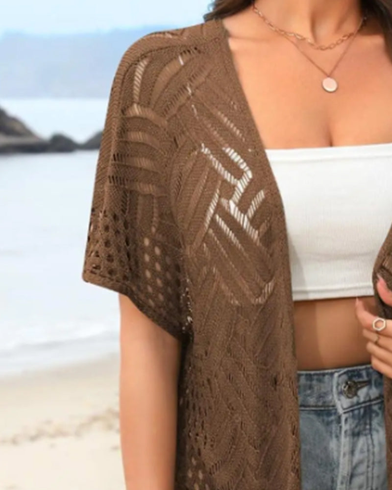 Cardigans Ausschnitt Fransen Strick