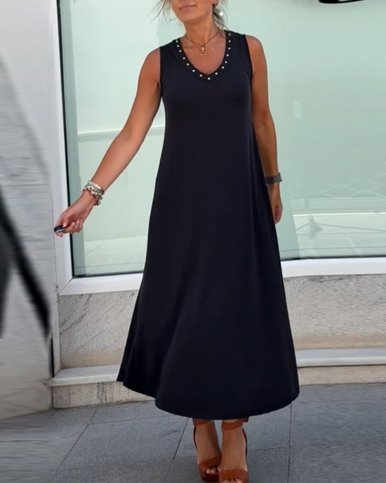 Kleid Einfarbig Ärmellos