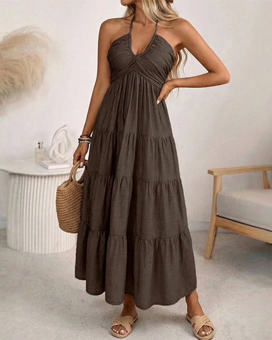 Kleid Neckholder Bandeau Mehrlagige Rüsche