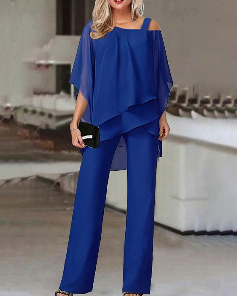 Zweiteiliges Set Off-Shoulder Fledermausärmel