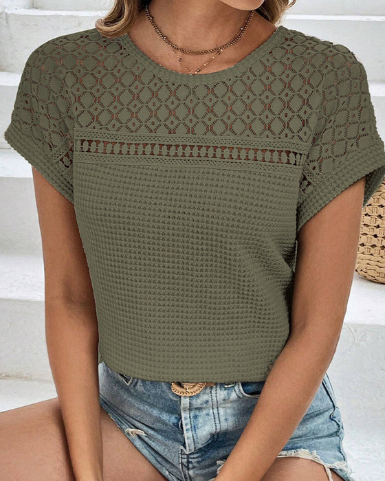 T-Shirt Raglan Netz Hohl Aus Atmungsaktiv