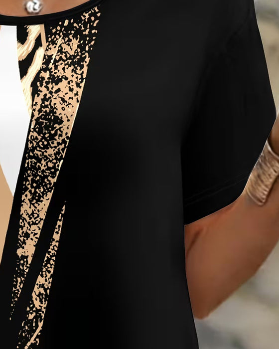 Bluse Unregelmäßiges Muster Kurze Ärmel