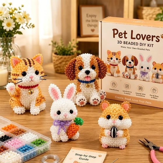 3D-Perltier-Bastelset - DIY-Miniatur-Tierperlen-Set für Anfänger