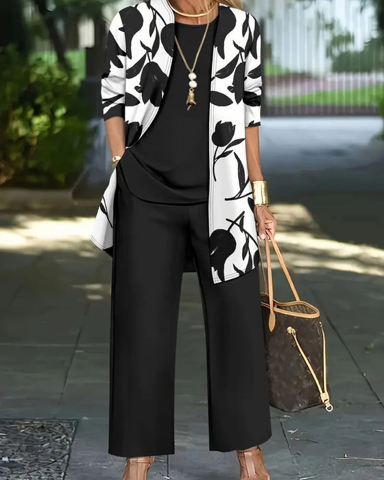 Set Layered-Top Breitbein-Hose Dreiteilig