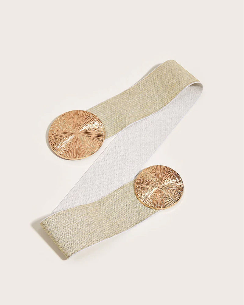 Damen Vintage elastischer Gürtel mit goldener Schnalle